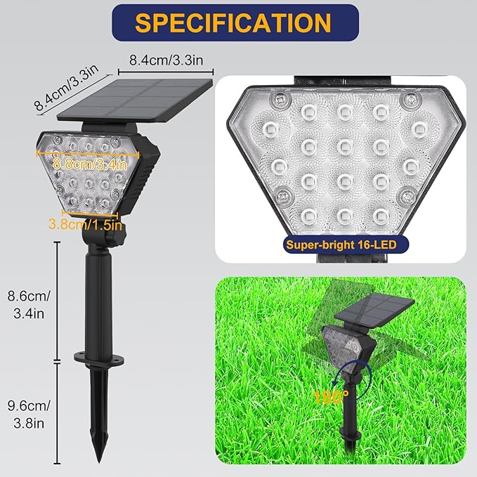 T-SUN Solar Lights Outdoor Waterproof IP65, 12 Pack LED Solar Spot Lights Color - Image 2