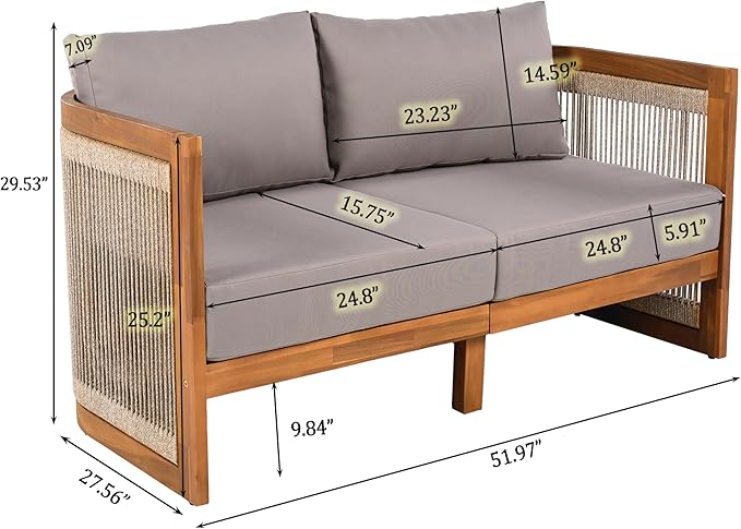 Merax 4-Piece Patio Premium Acacia Wood Outdoor Furniture Set, All Weather - Image 9
