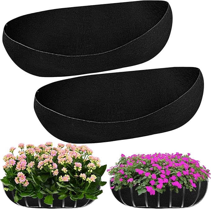 2PCS 24Inch Upgraded Planter Basket Liners Fabric Window Box Liners Felt Trough by Emsiok
