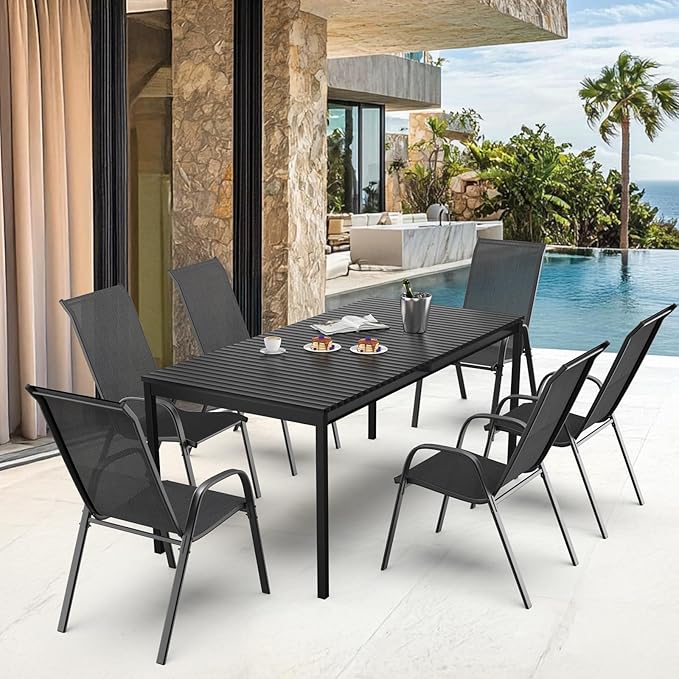 VINGLI Patio Chairs Set of 8 – Stackable Outdoor Dining Chairs - Image 5