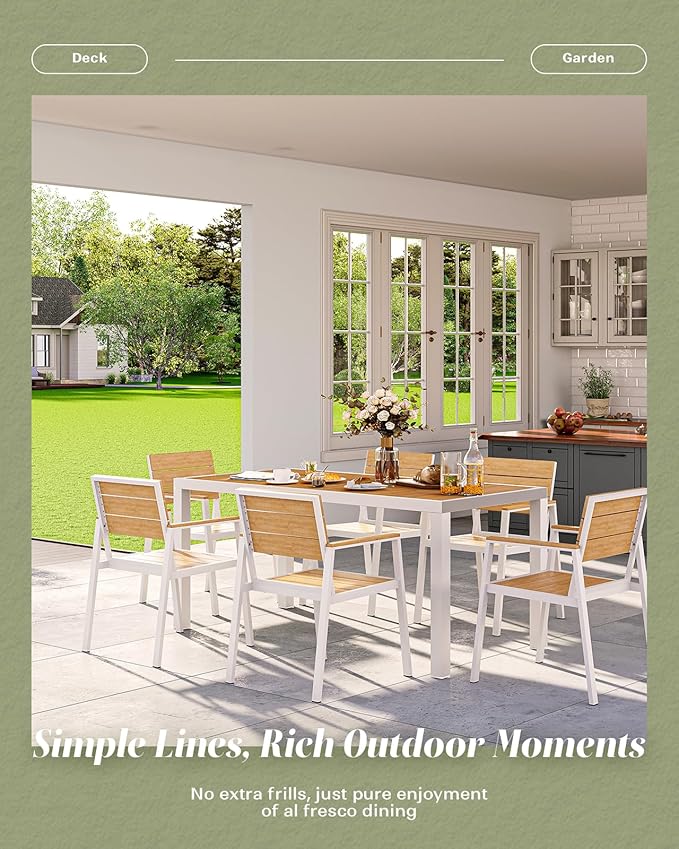 Outdoor Dining Chairs Set of 2, HDPS + Aluminum Patio Dining Chairs - Image 7
