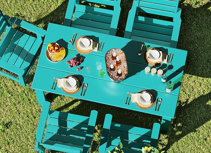 GREENVINES Outdoor Dining Chair | HDPE | Patio Chairs | All-Weather | Aqua - Image 5