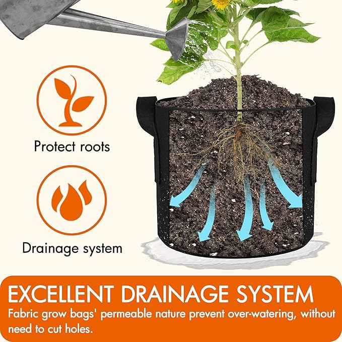 Gardzen 6-Pack 2 Gallon Grow Bags, Aeration Fabric Pots - Image 4