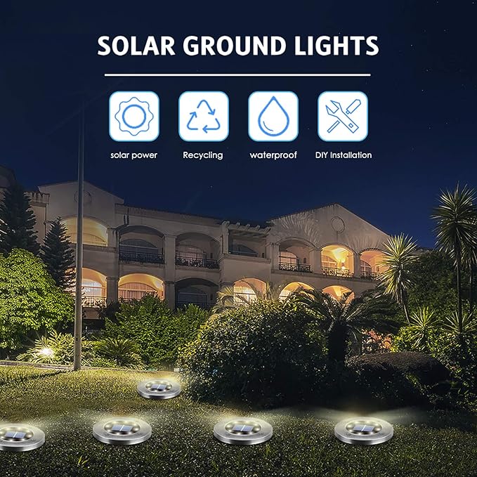 Solar Ground Lights 16 Packs, Garden Solar Outdoor Waterproof Pathway Bright - Image 6