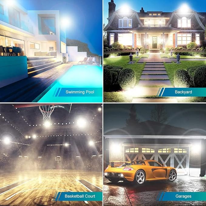 2 Pack 1000W LED Flood Light Outdoor, 4250W Equivalent Super Bright 99500LM - Image 6