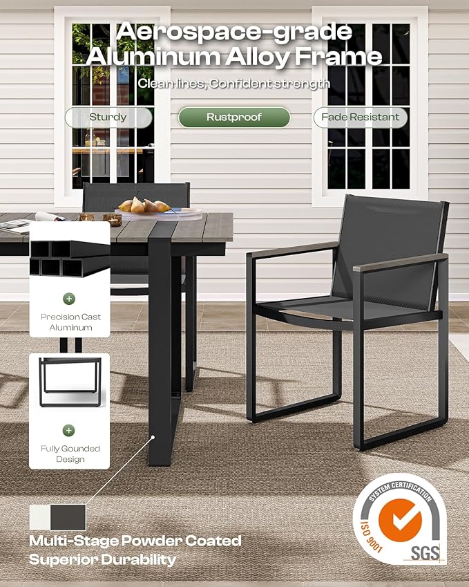 Outdoor Dining Table for 6, HDPS+ Aluminum Patio Dning Table - Image 3