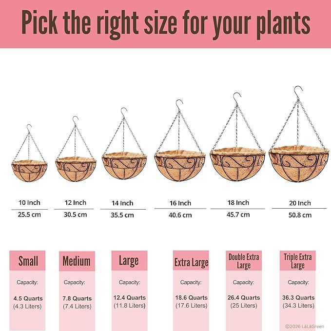 LaLaGreen Hanging Planter for Outdoor Plants Black Hanging Baskets - Image 6