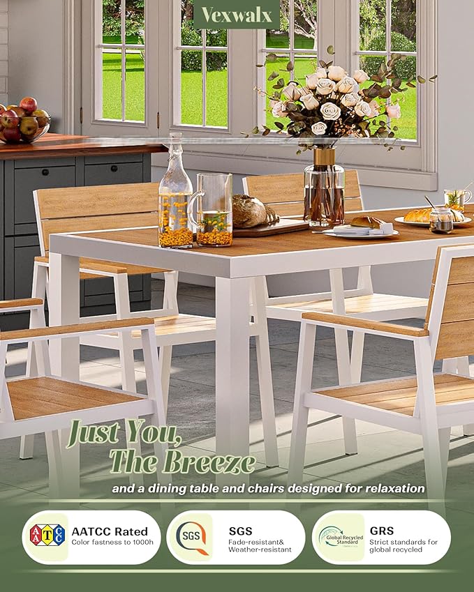 Outdoor Dining Chairs Set of 2, HDPS + Aluminum Patio Dining Chairs - Image 5