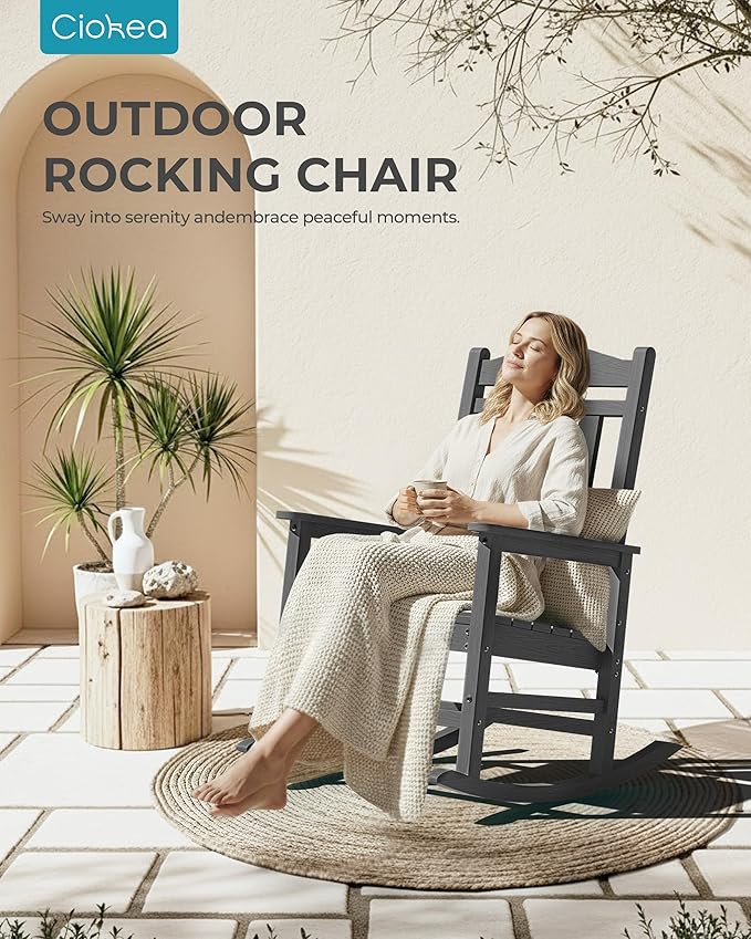 Ciokea Oversized Outdoor Rocking Chair, 380lbs Heavy-Duty Large Patio Rocker - Image 7