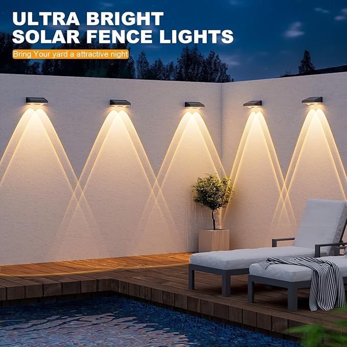 NIORSUN Solar Fence Lights, 16 Pack Deck Light, Led Lights Warm White Outdoor - Image 2