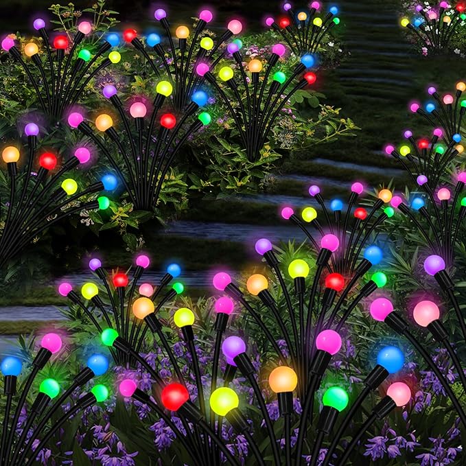 Kohlrabi Solar Garden Lights Outdoor, 4 Pack 40 LED Solar Firefly Lights - Image 5