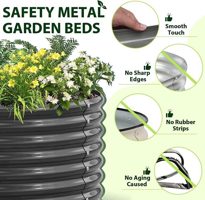 A ANLEOLIFE 4-Pack 6X3X2ft & 8X4X2ft Deep Root Galvanized Raised Garden Beds - Image 3