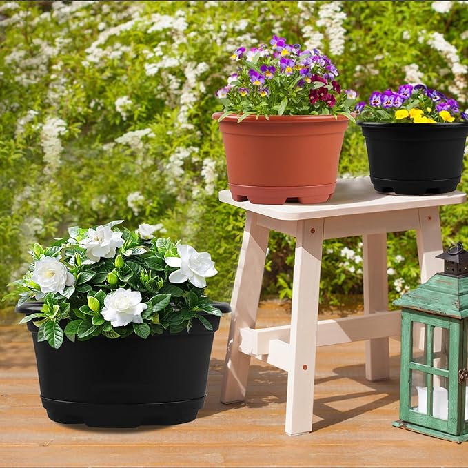 5 Pack 8.5 inch Plant Pot, Outdoor Flower Pots, Plastic pots - Image 7