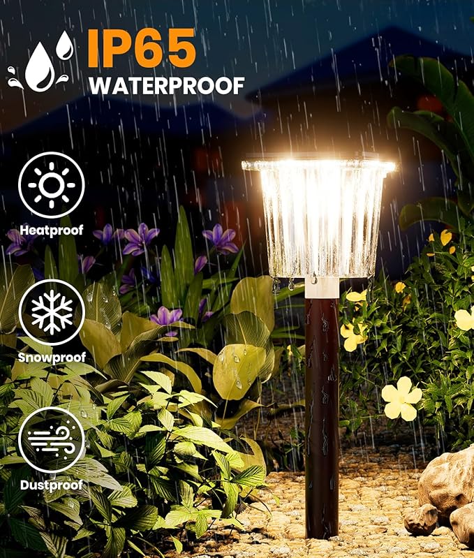 Super Bright Solar Outdoor Lights Waterproof Pathway Powered 4-Pack, Adjustable - Image 4