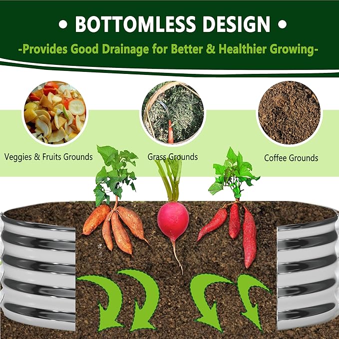 2x2x1.3FT Galvanized Raised Garden Bed Kit, Vegetable Boxes-Round Metal Flower - Image 2