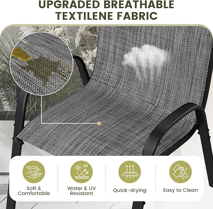 UDPATIO Patio Chairs Set of 4, Stackable Outdoor Dining Chairs - Image 5