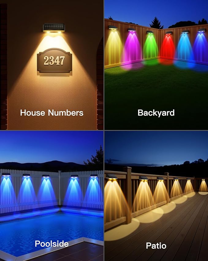 Solar Fence Lights Outdoor, 16 Pack IP65 Waterproof Fence Lights Solar Powered - Image 8