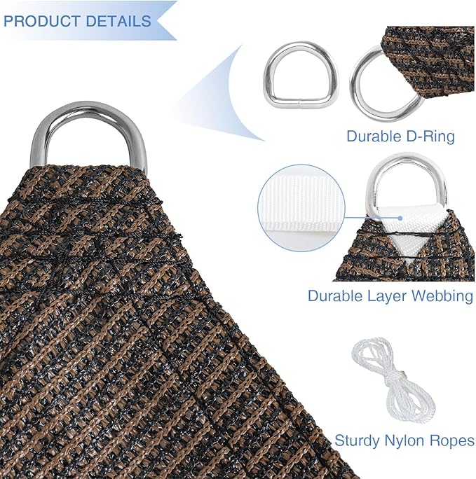 E&K Sunrise 7' x 7' x 7' Sun Shade Sail Triangle Canopy Shade Cover UV Block - Image 4