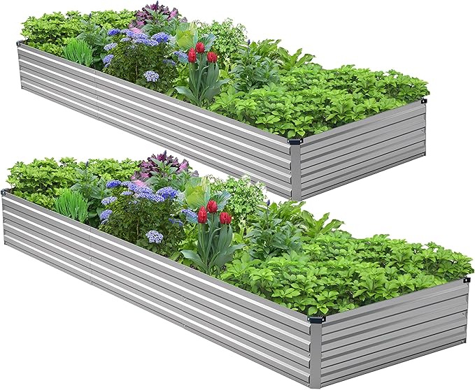 2PCS 9x3x1ft Galvanized Raised Garden Bed Kit, Metal Planter Box by Henshwon