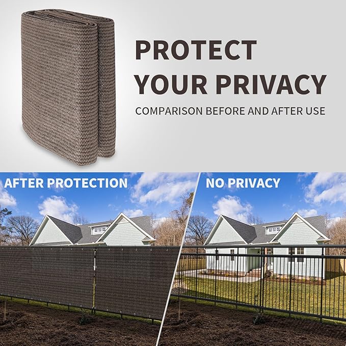 LOVE STORY Custom Size 3'x23' Brown Balcony Privacy Screen, UV Block Privacy - Image 5
