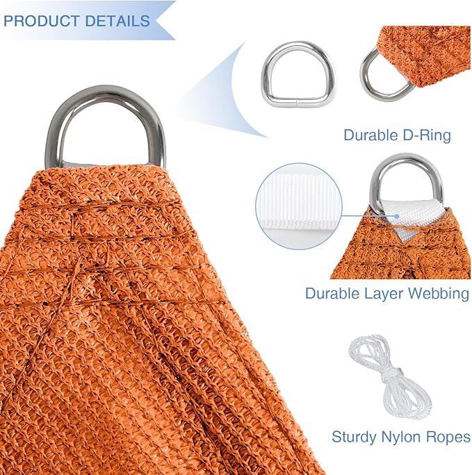 E&K Sunrise 16' x 16' x 16' Sun Shade Sail Triangle Canopy Shade Cover UV Block - Image 4