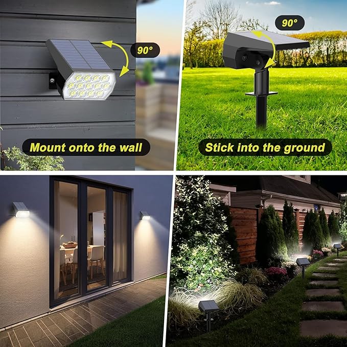 Solar Spot Lights Outdoor Waterproof IP65, 2-in-1 Solar Landscaping Spotlights - Image 5