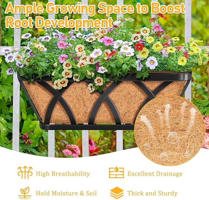 Riare 4 Pack 16 Inch Metal Railing Planter Window Box - Image 6