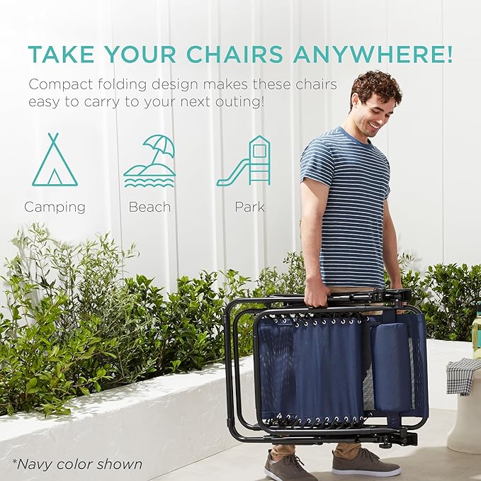 Best Choice Products Set of 2 Adjustable Steel Mesh Zero Gravity Lounge Chair - Image 5