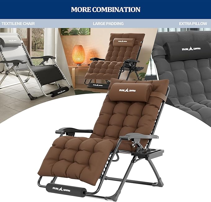 UDPATIO Oversized Zero Gravity Chair Set of 2, 29In XL Patio Reclining Chair - Image 4