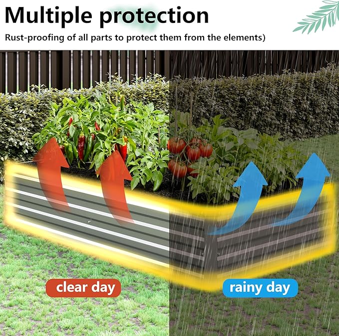 Vengarus 10x3x1FT Galvanized Raised Garden Bed Kit, Outdoor Metal Planter Box - Image 6