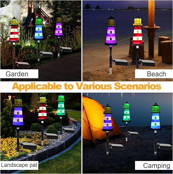 Solar Powered Waterproof Garden Lights 4 Pack – Lighthouse Design - Image 4