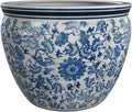 Red Lantern Large 20" Porcelain Fishbowl Blue & White Floral Planter or Cachepot by RedLantern