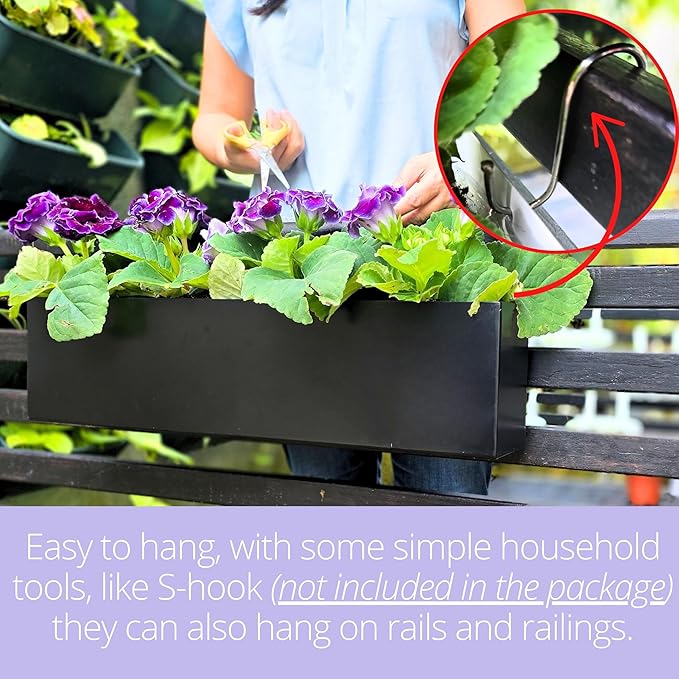 LaLaGreen Wall Planters for Outdoor Plants Carbon Steel Black Metal Hanging - Image 5