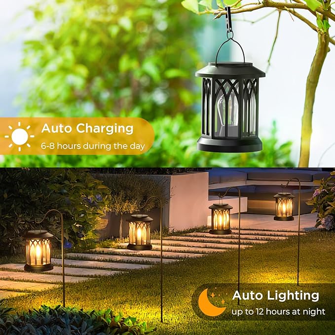 WdtPro Solar Lanterns Outdoor Waterproof, Upgraded Bright Hanging Solar Lights - Image 4
