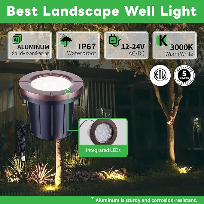 Ground Well Lights, Landscape LED Low Voltage Inground Lights, Outdoor - Image 2