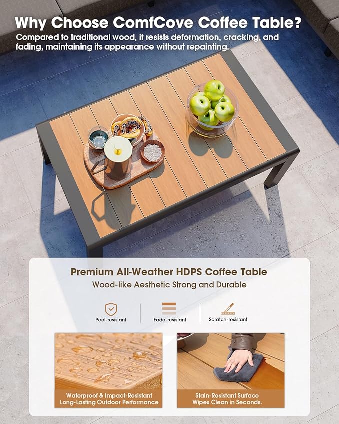Aluminum Outdoor Patio Furniture Set 6 Seats, Outdoor Sectional Corner Sofa Set - Image 6