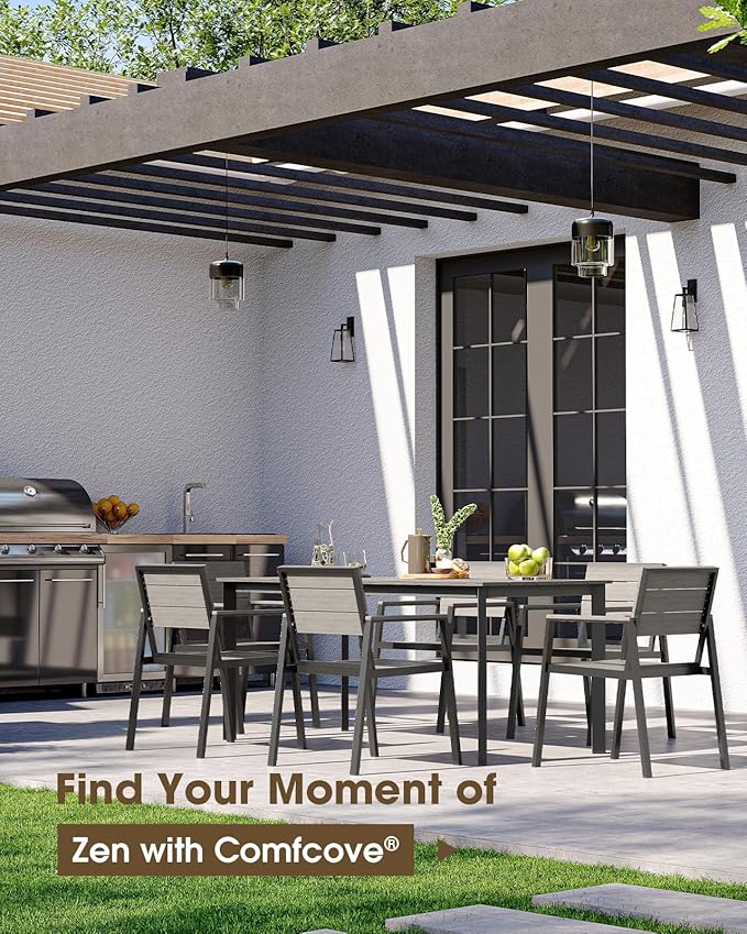 Outdoor Patio Dining Table, HDPS & Aluminum Outdoor Table - Image 6