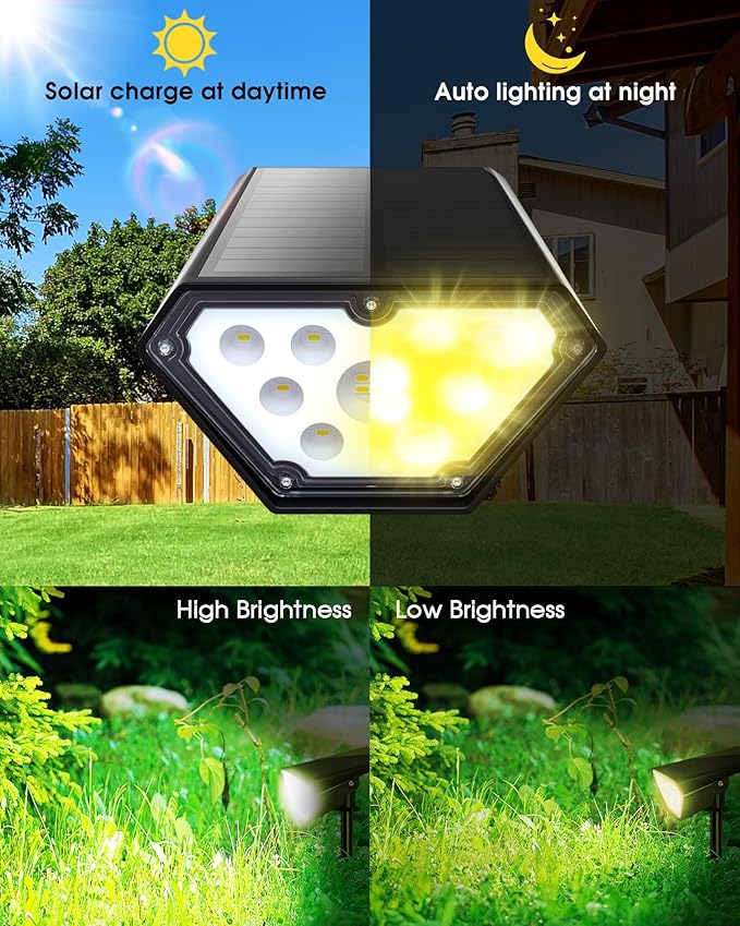 Biling Solar Spot Lights Outdoor, Bright 700 Lumen Solar Outdoor Lights IP67 - Image 3