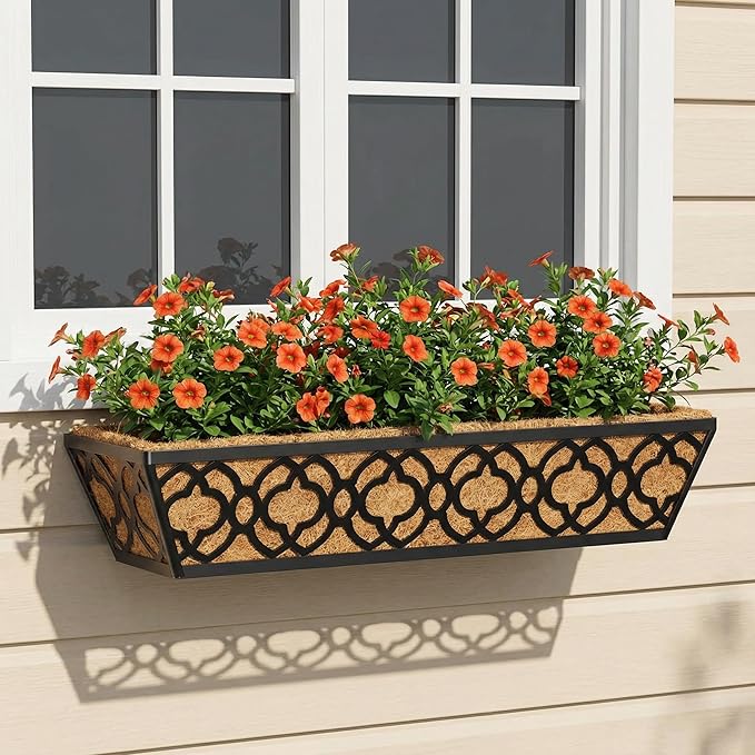 Y&M 24-Inch Window Planter Box 2Pcs Iron Deck Railing - Image 6