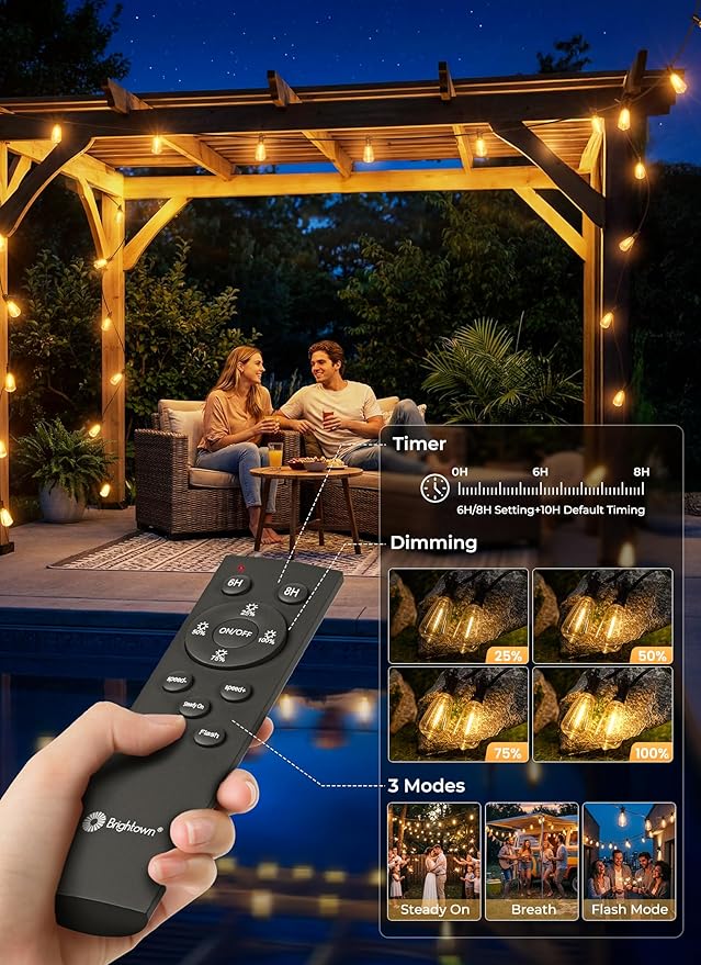 Brightown 108FT 50 LED Solar String Lights Outdoor Waterproof, Patio Lights - Image 5