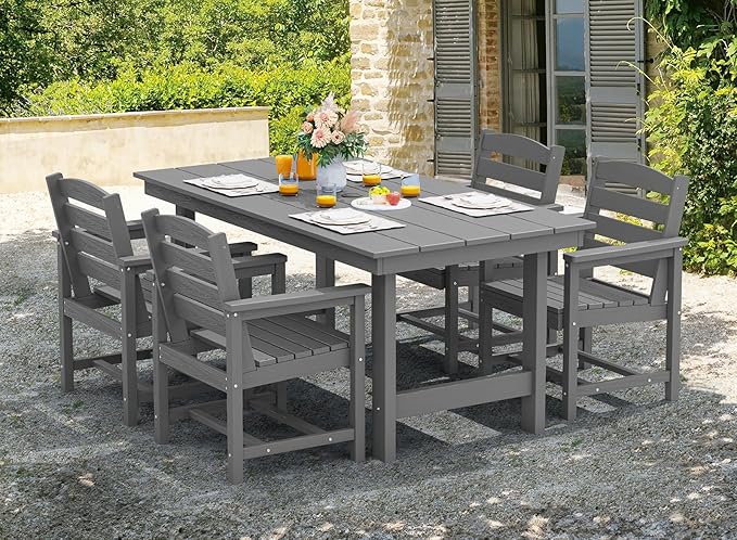 SERWALL Modern Patio Dining Set, 5-Piece Rectangular HDPE Dining Table - Image 7