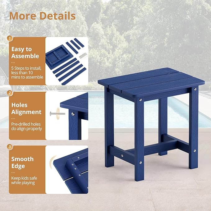 LUE BONA Outdoor Side Table, HDPS Small Outdoor Table, Adirondack Side Table - Image 7