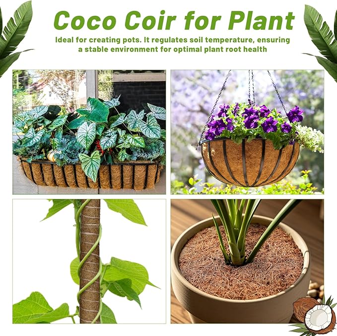 REMIAWY Coco Liner Fiber Roll, 16 x 80 Inch Natural Coconut Coir Liner Sheet - Image 4