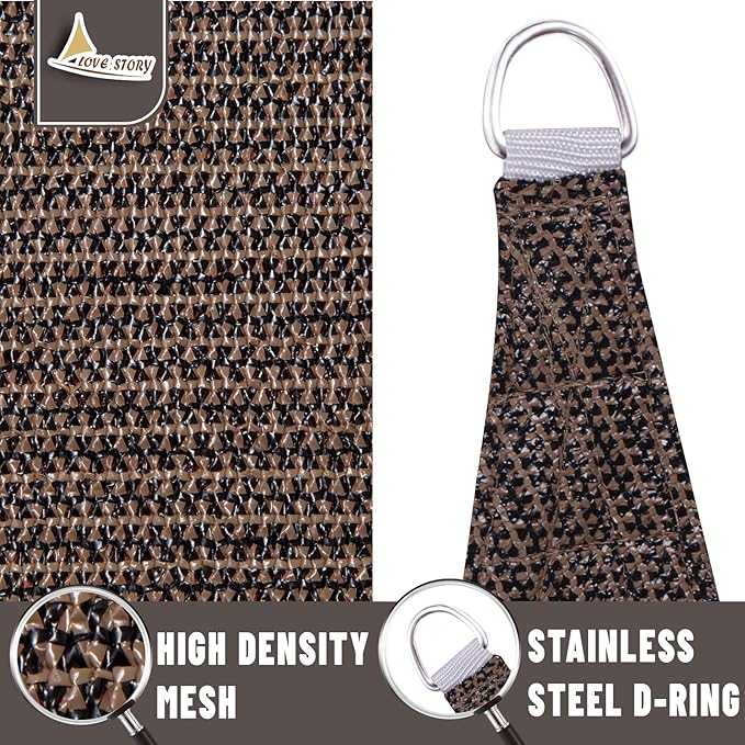 LOVE STORY Custom Size 5'x10' Brown Sun Shade Sail Rectangle UV Block Canopy - Image 5