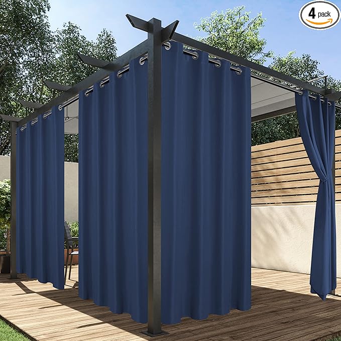 HolidayIdeas Outdoor Curtains for Patio Waterproof, 4 Panels by HolidayIdeas