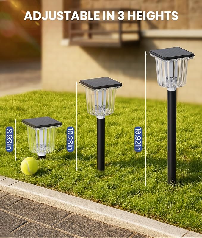 Super Bright Solar Powered Outdoor Lights 4 Pack, Adjustable Warm&Cool White - Image 6