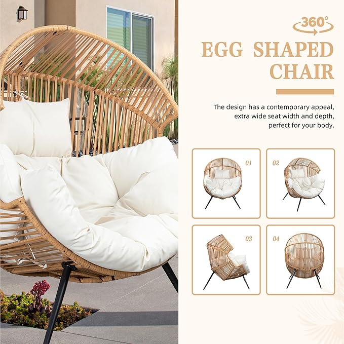Vongrasig Outdoor Wicker Egg Chair PE Rattan Chair - Image 7