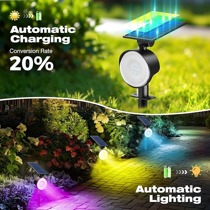 nipify 8 Pack Solar Spot Lights Outdoor Waterproof, Solar Spotlight Light - Image 4