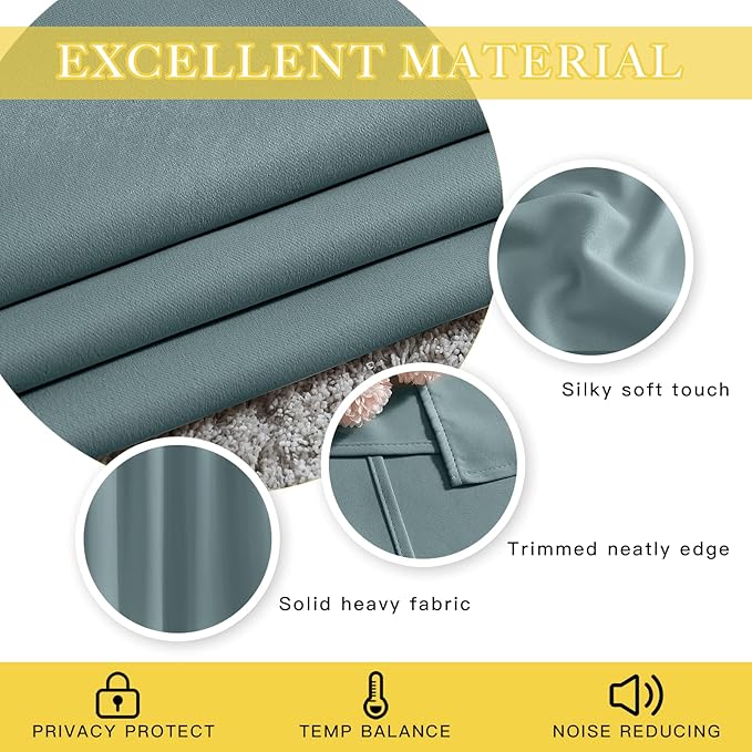 NICETOWN Greyish Blue Sliding Door Curtain - Image 4