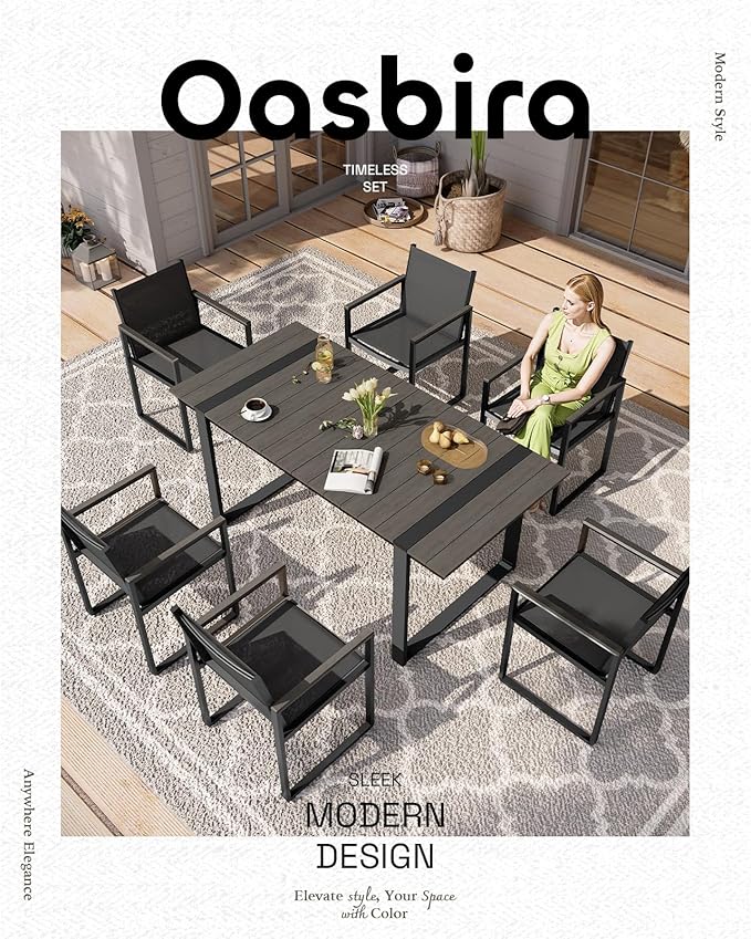 Outdoor Dining Set, HDPS + Aluminum Patio Table and Chairs Set - Image 6